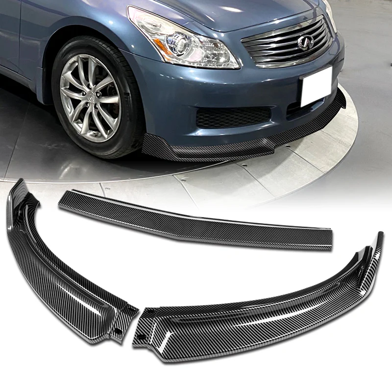 2007-2009 Infiniti G35 G37 4DR GT-Style Carbon Look 3-Piece Front Bumper Body Spoiler Splitter Lip Kit - Image 8