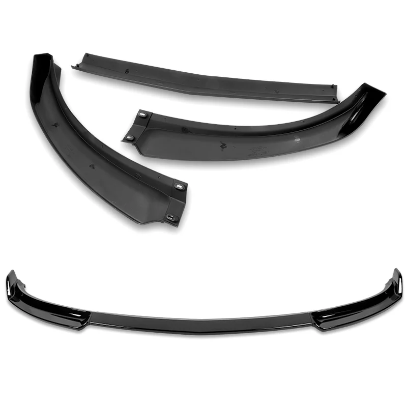 2007-2009 Infiniti G35 G37 4DR GT-Style Painted Black 3-Piece Front Bumper Body Spoiler Splitter Lip Kit with Metal Emblems Set - Image 7