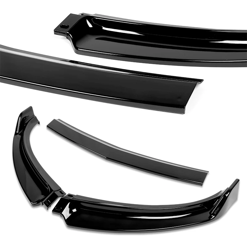 2007-2009 Infiniti G35 G37 4DR GT-Style Painted Black 3-Piece Front Bumper Body Spoiler Splitter Lip Kit with Metal Emblems Set - Image 9