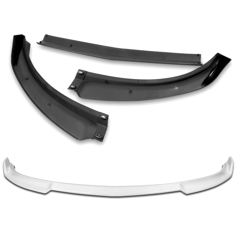 2007-2009 Infiniti G35 G37 4DR GT-Style Painted White 3-Piece Front Bumper Body Spoiler Splitter Lip Kit with Metal Emblems Set - Image 3