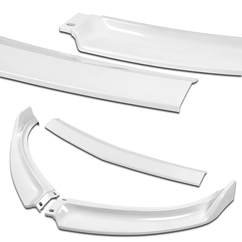 2007-2009 Infiniti G35 G37 4DR GT-Style Painted White 3-Piece Front Bumper Body Spoiler Splitter Lip Kit with Metal Emblems Set - Image 7