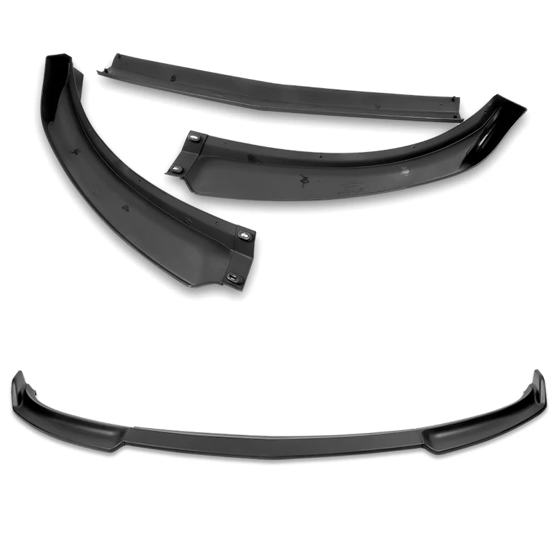 2007-2009 Infiniti G35 G37 4DR GT-Style Unpainted Black 3-Piece Front Bumper Body Spoiler Splitter Lip Kit with Metal Emblems Set - Image 3