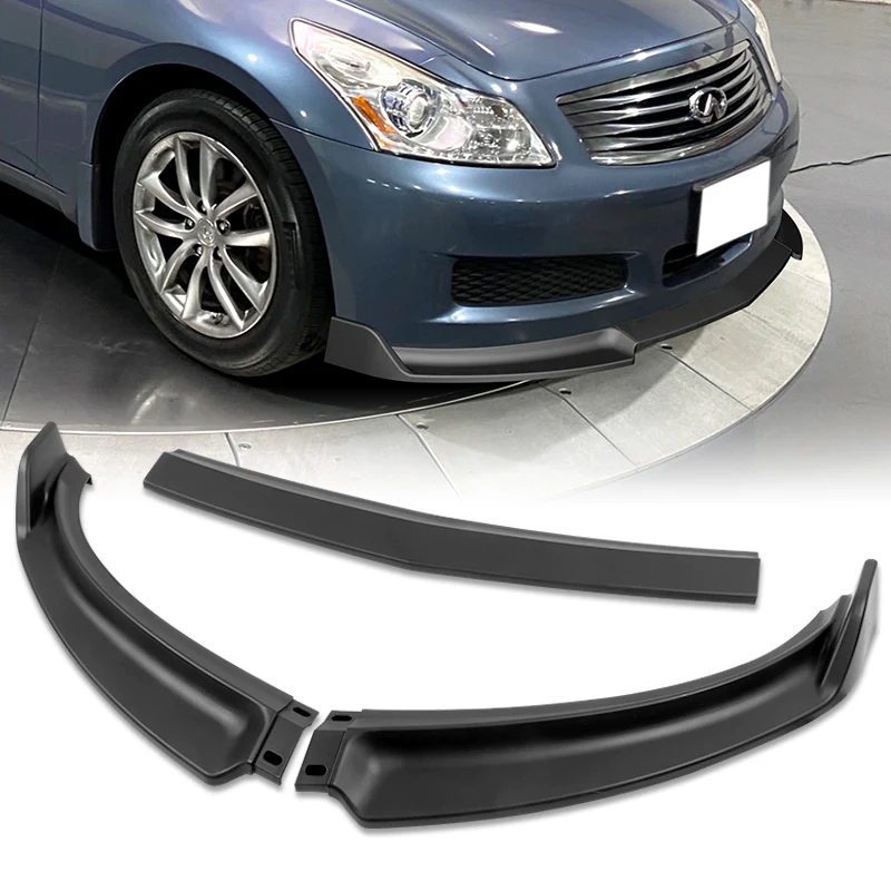 2007-2009 Infiniti G35 G37 4DR GT-Style Unpainted Matte Black 3-Piece Front Bumper Body Spoiler Splitter Lip Kit - Image 6