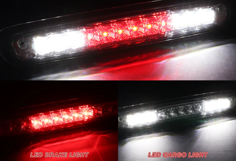 2007-2013 Silverado / Sierra LED Third Brake Light with Cargo Light - Chrome Housing Clear Lens - Image 4