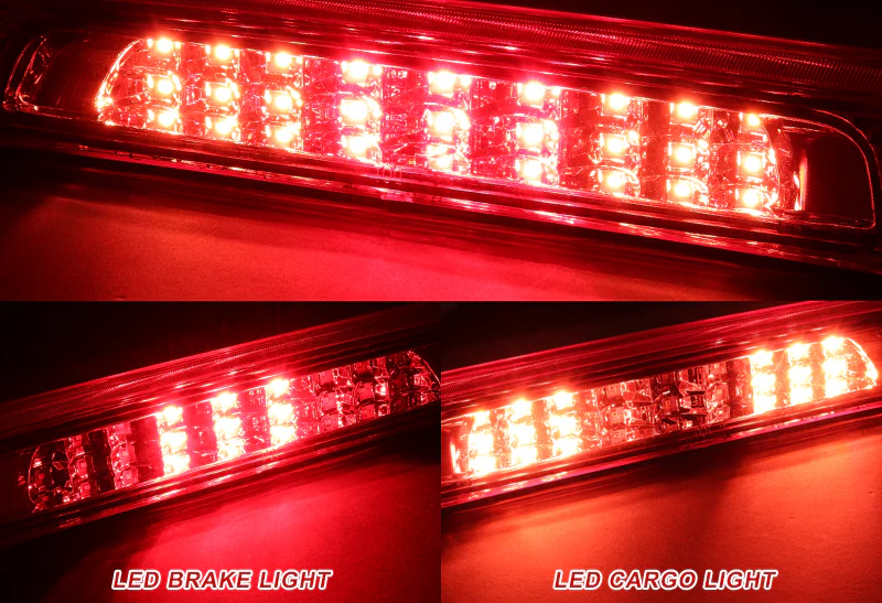 2007-2018 Toyota Tundra LED 3RD Brake Light Rear Stop Lamp - Chrome Housing Red Lens - Image 4