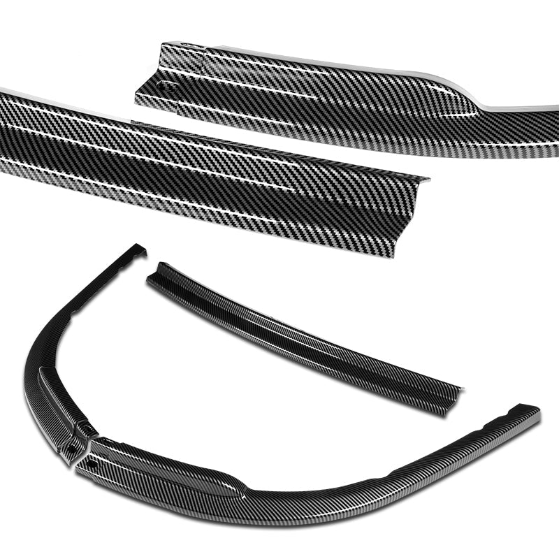 2008-2010 Subaru Impreza WRX Premium CS-Style Carbon Look 3-Piece Front Bumper Body Spoiler Splitter Lip Kit with Keychain - Image 3