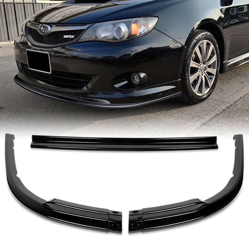2008-2010 Subaru Impreza WRX Premium CS-Style PAINTED Black 3-Piece Front Bumper Body Spoiler Splitter Lip Kit - Image 4