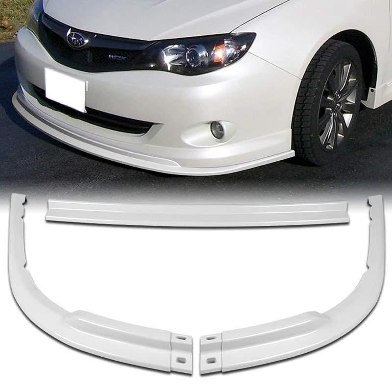 2008-2010 Subaru Impreza WRX Premium CS-Style Painted White 3-Piece Front Bumper Body Spoiler Splitter Lip Kit with Keychain - Image 10