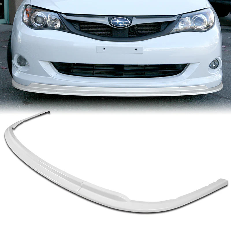 2008-2010 Subaru Impreza WRX Premium CS-Style Painted White 3-Piece Front Bumper Body Spoiler Splitter Lip Kit with Keychain - Image 4