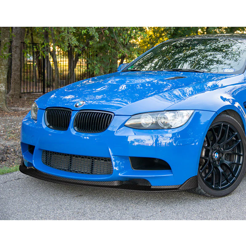 2008-2013 BMW E90 E92 E93 M3 Carbon Look 3-Piece Front Bumper Body Spoiler Splitter Lip Kit with Vinyl Hood Sticker - Image 9