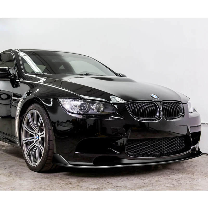 2008-2013 BMW E90 E92 E93 M3 Painted Black 3-Piece Front Bumper Body Spoiler Splitter Lip Kit with Vinyl Hood Sticker - Image 7