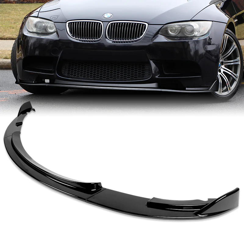 2008-2013 BMW E90 E92 E93 M3 Painted Black 3-Piece Front Bumper Body Spoiler Splitter Lip Kit with Vinyl Hood Sticker - Image 8