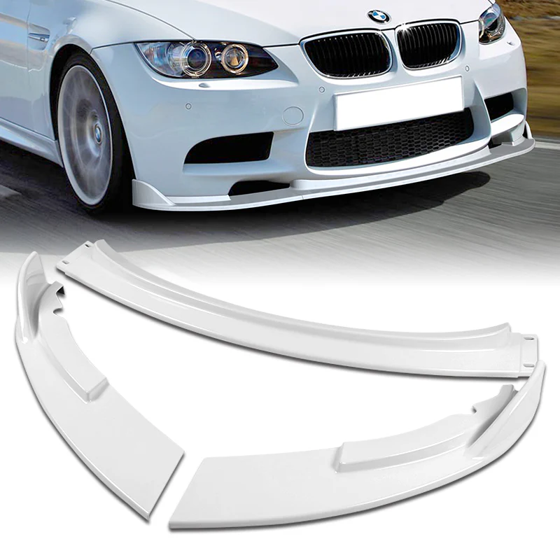 2008-2013 BMW E90 E92 E93 M3 Painted White 3-Piece Front Bumper Body Spoiler Splitter Lip Kit - Image 4