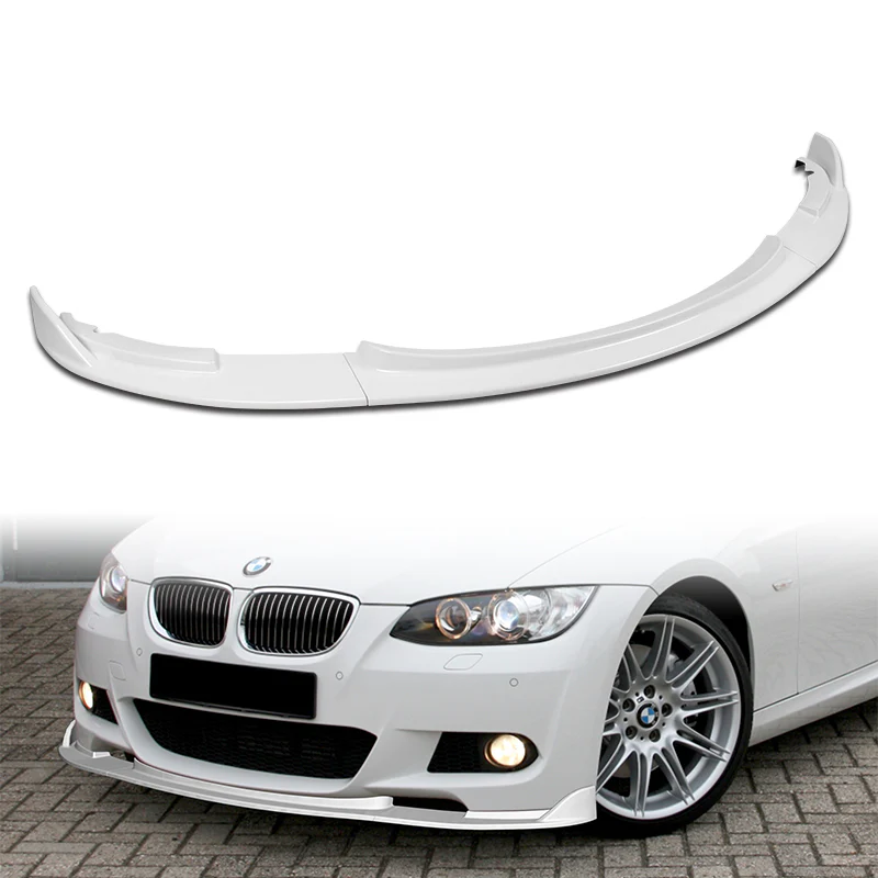 2008-2013 BMW E90 E92 E93 M3 Painted White 3-Piece Front Bumper Body Spoiler Splitter Lip Kit with Vinyl Hood Sticker - Image 9