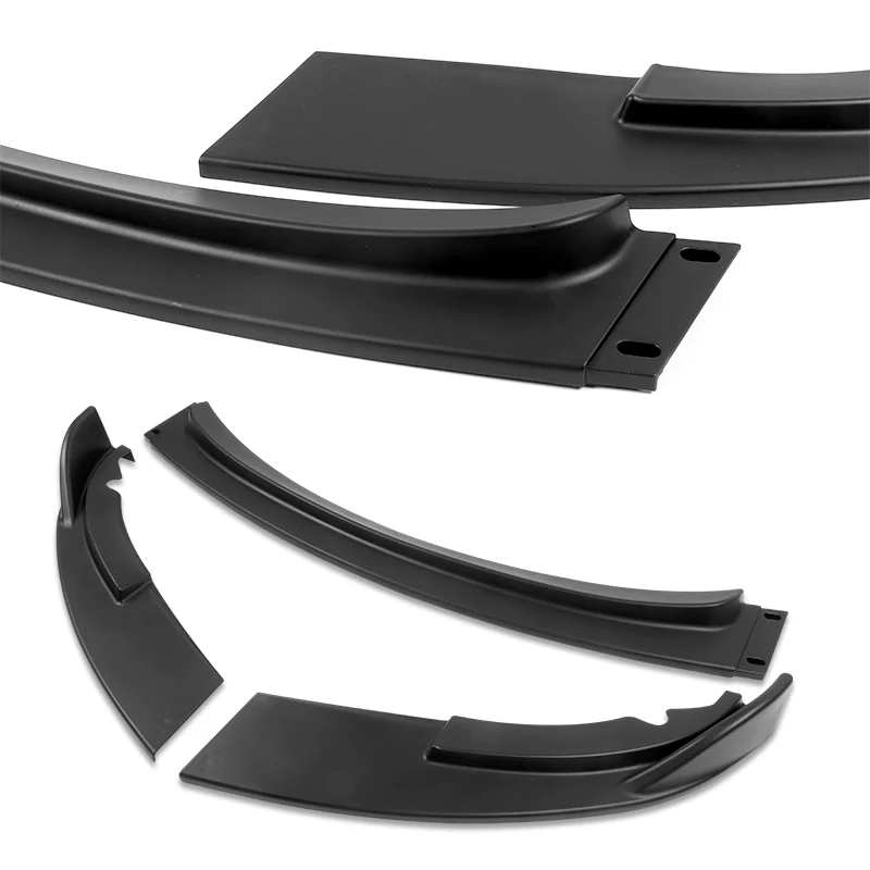 2008-2013 BMW E90 E92 E93 M3 Unpainted Black 3-Piece Front Bumper Body Spoiler Splitter Lip Kit with Vinyl Hood Sticker - Image 3