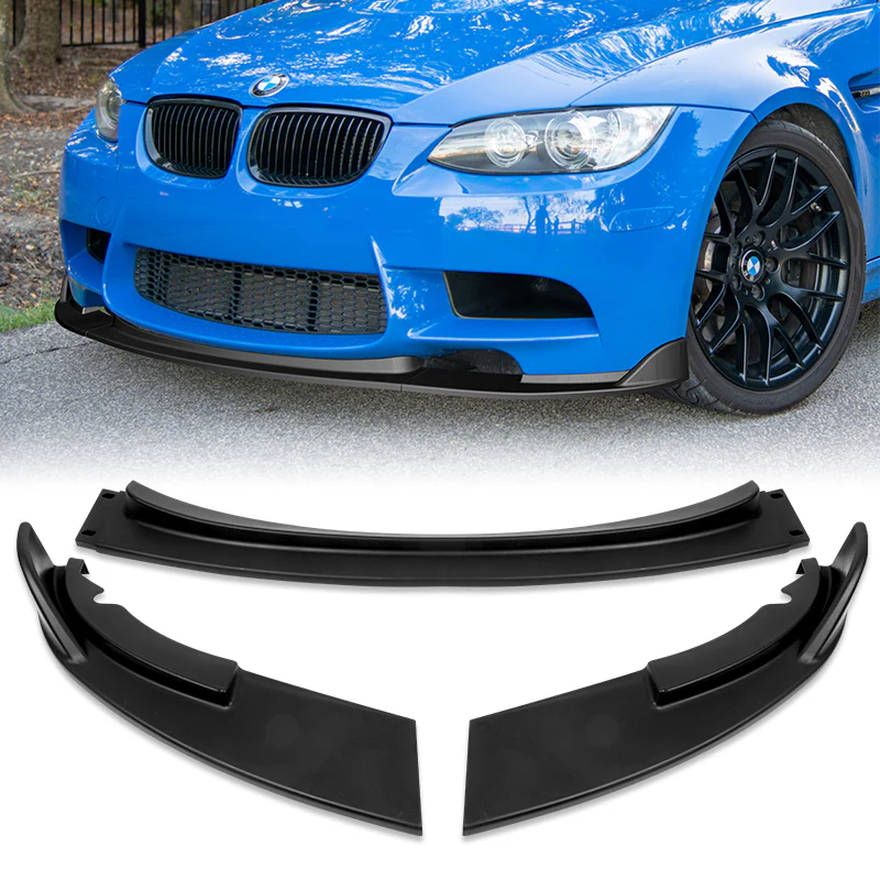 2008-2013 BMW E90 E92 E93 M3 Unpainted Matte Black 3-Piece Front Bumper Body Spoiler Splitter Lip Kit - Image 4