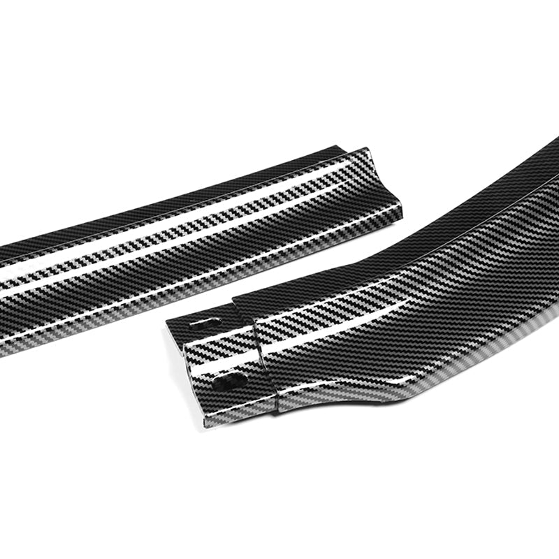 2008-2015 Mitsubishi Evolution X R-Style Carbon Look 3-Piece Front Bumper Body Spoiler Splitter Lip Kit with Lanyard Set - Image 2