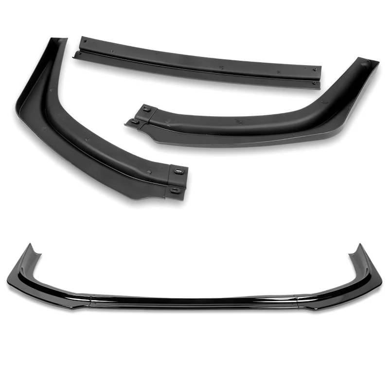 2008-2015 Mitsubishi Evolution X R-Style Painted Black 3-Piece Front Bumper Body Spoiler Splitter Lip Kit - Image 4