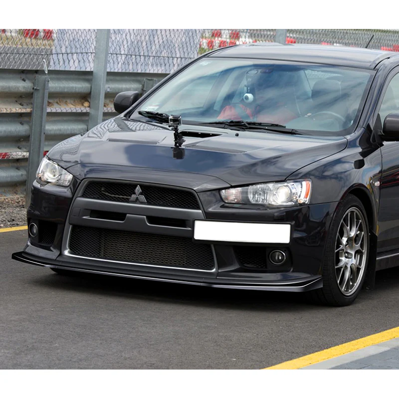 2008-2015 Mitsubishi Evolution X R-Style Painted Black 3-Piece Front Bumper Body Spoiler Splitter Lip Kit - Image 5
