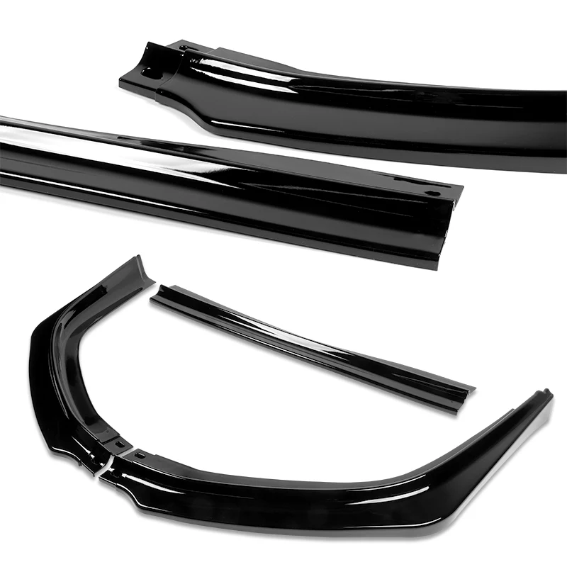 2008-2015 Mitsubishi Evolution X R-Style Painted Black 3-Piece Front Bumper Body Spoiler Splitter Lip Kit - Image 6