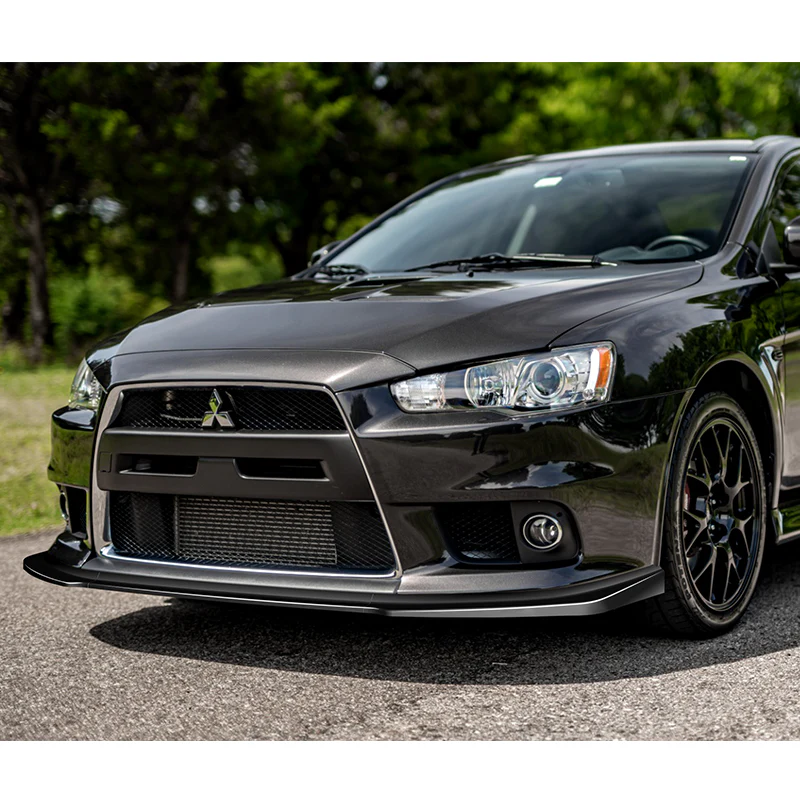 2008-2015 Mitsubishi Evolution X R-Style Painted Black 3-Piece Front Bumper Body Spoiler Splitter Lip Kit with Lanyard Set - Image 7