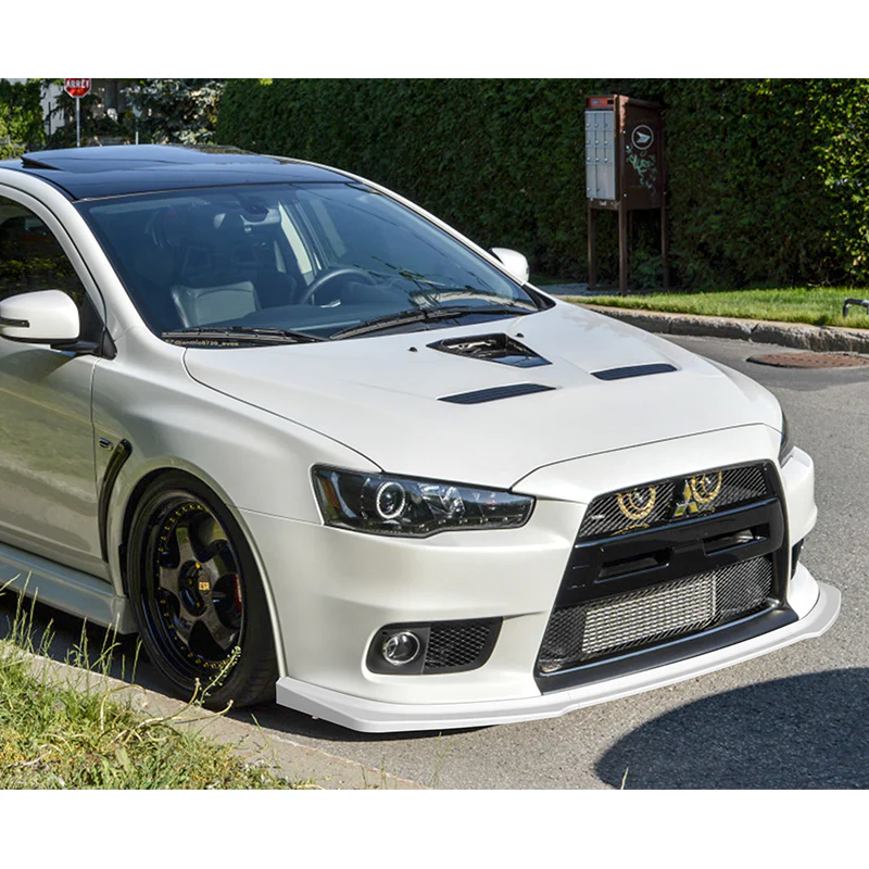 2008-2015 Mitsubishi Evolution X R-Style Painted White 3-Piece Front Bumper Body Spoiler Splitter Lip Kit with Lanyard Set - Image 10