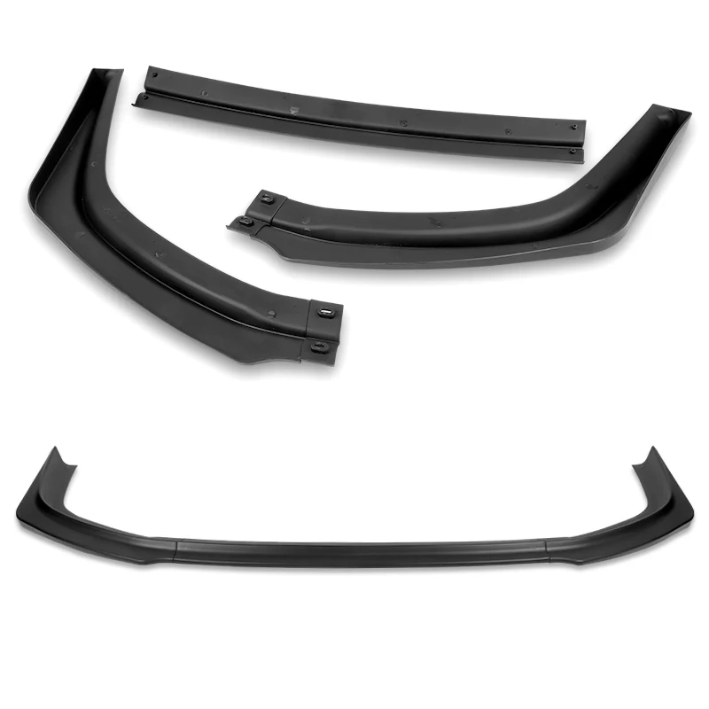 2008-2015 Mitsubishi Evolution X R-Style Unpainted Black 3-Piece Front Bumper Body Spoiler Splitter Lip Kit with Lanyard Set - Image 3