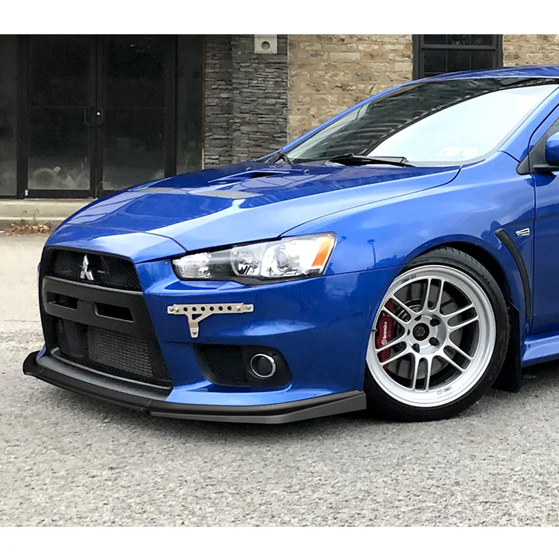 2008-2015 Mitsubishi Evolution X R-Style Unpainted Matte Black 3-Piece Front Bumper Body Spoiler Splitter Lip Kit - Image 6