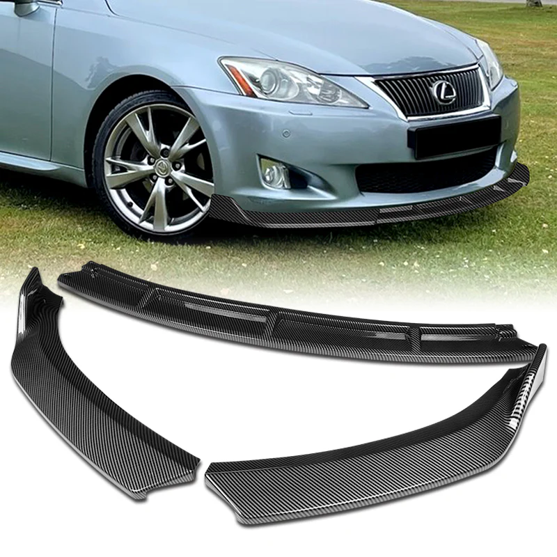 2009-2010 Lexus IS250 IS350 GT-Style Carbon Look 3-Piece Front Bumper Body Spoiler Splitter Lip Kit - Image 5
