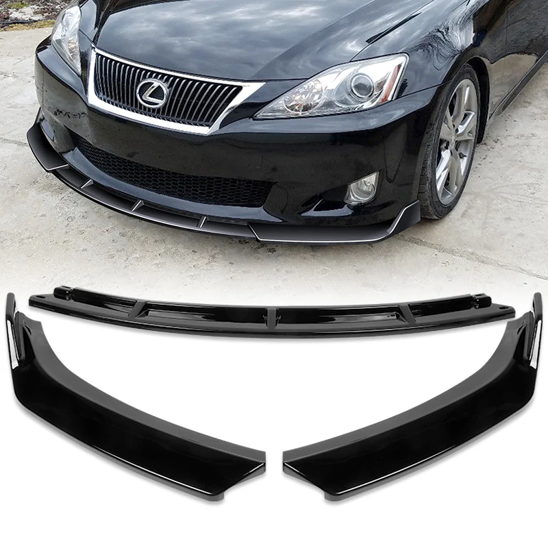 2009-2010 Lexus IS250 IS350 GT-Style Painted Black 3-Piece Front Bumper Body Spoiler Splitter Lip Kit - Image 7
