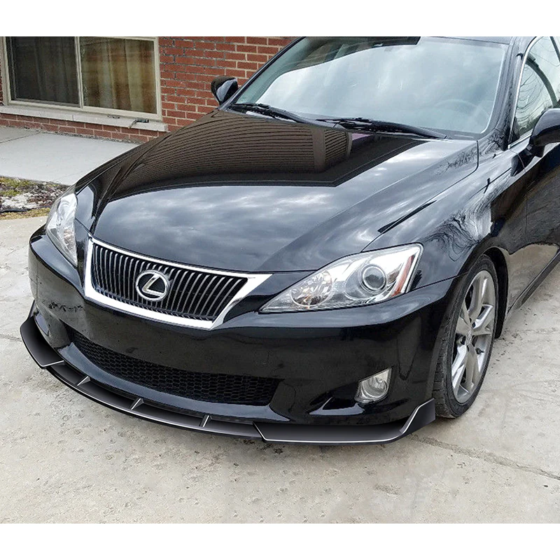 2009-2010 Lexus IS250 IS350 GT-Style Painted Black 3-Piece Front Bumper Body Spoiler Splitter Lip Kit with Leather Keychain Set - Image 4