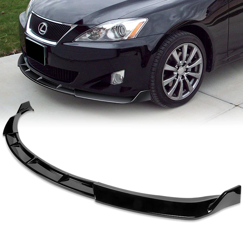 2009-2010 Lexus IS250 IS350 GT-Style Painted Black 3-Piece Front Bumper Body Spoiler Splitter Lip Kit with Leather Keychain Set - Image 9