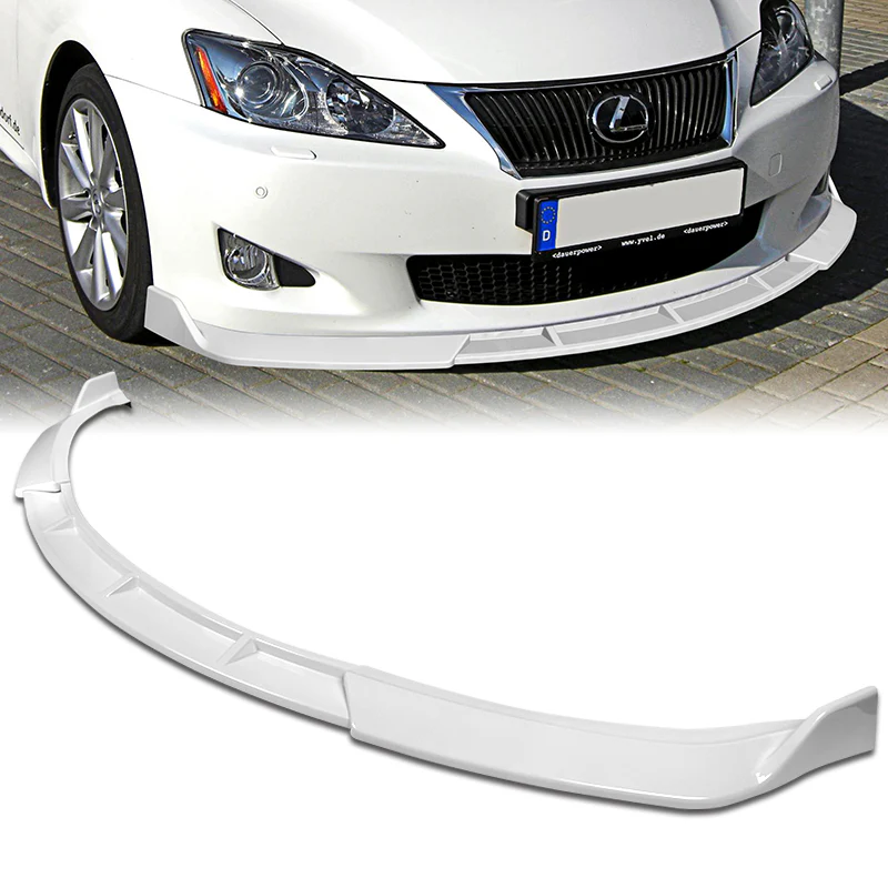 2009-2010 Lexus IS250 IS350 GT-Style Painted White 3-Piece Front Bumper Body Spoiler Splitter Lip Kit with Leather Keychain Set - Image 6