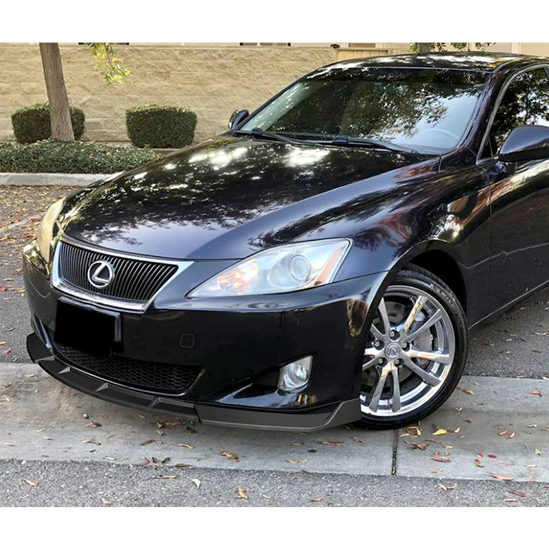 2009-2010 Lexus IS250 IS350 GT-Style Unpainted Black 3-Piece Front Bumper Body Spoiler Splitter Lip Kit with Leather Keychain Set - Image 4