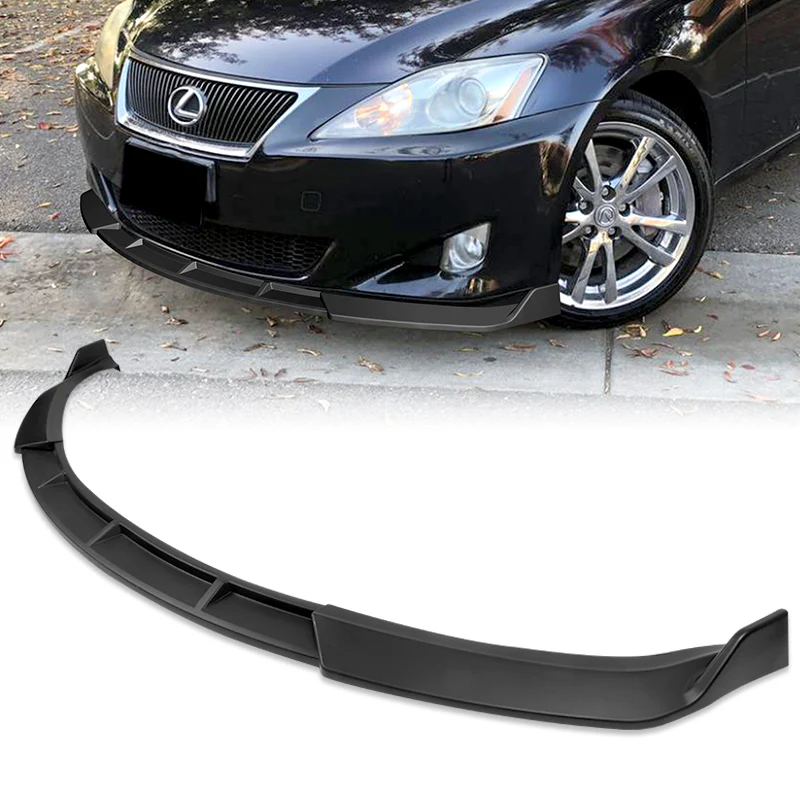 2009-2010 Lexus IS250 IS350 GT-Style Unpainted Black 3-Piece Front Bumper Body Spoiler Splitter Lip Kit with Leather Keychain Set - Image 9