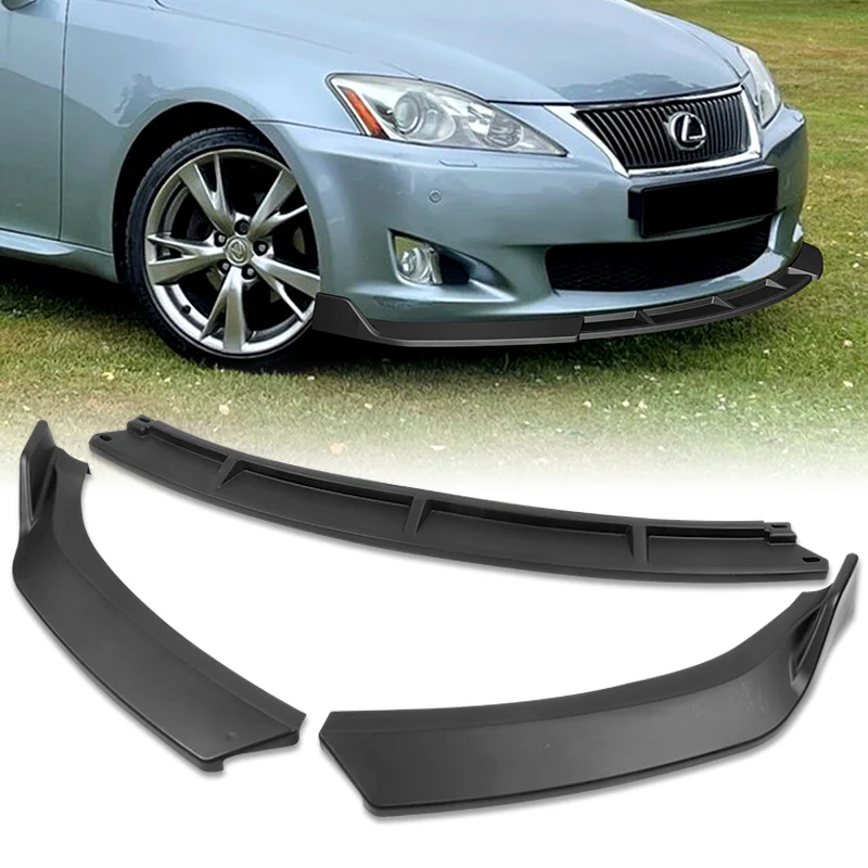 2009-2010 Lexus IS250 IS350 GT-Style Unpainted Matte Black 3-Piece Front Bumper Body Spoiler Splitter Lip Kit - Image 4