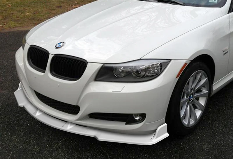 2009-2011 BMW E90 Sedan 3-Series Painted White 3-Piece Front Bumper Body Spoiler Splitter Lip Kit with Free Gift - Image 6