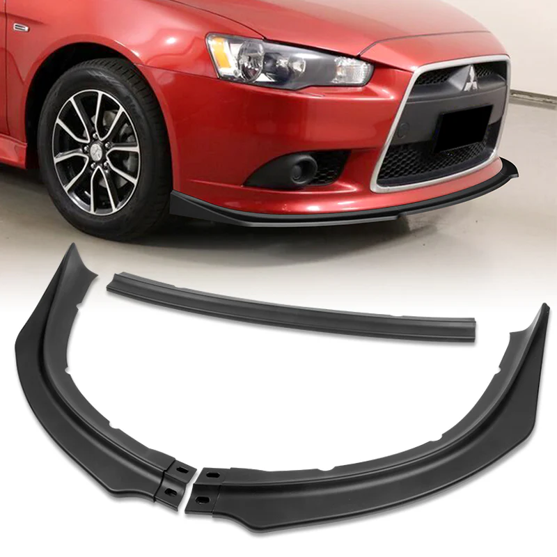 2009-2015 Mitsubishi Lancer GT GTS RA-Style Unpainted Matte Black 3-Piece Front Bumper Body Spoiler Splitter Lip Kit - Image 6