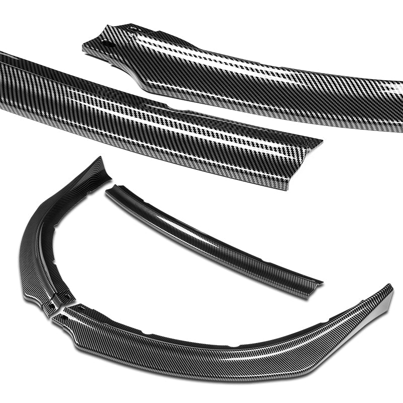 2009-2015 Mitsubishi Lancer GT GTS RA-Style Carbon Look 3-Piece Front Bumper Body Spoiler Splitter Lip Kit with free Emblem - Image 8