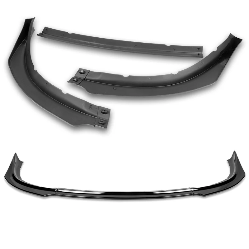 2009-2015 Mitsubishi Lancer GT GTS RA-Style Painted Black 3-Piece Front Bumper Body Spoiler Splitter Lip Kit with free Emblem - Image 3