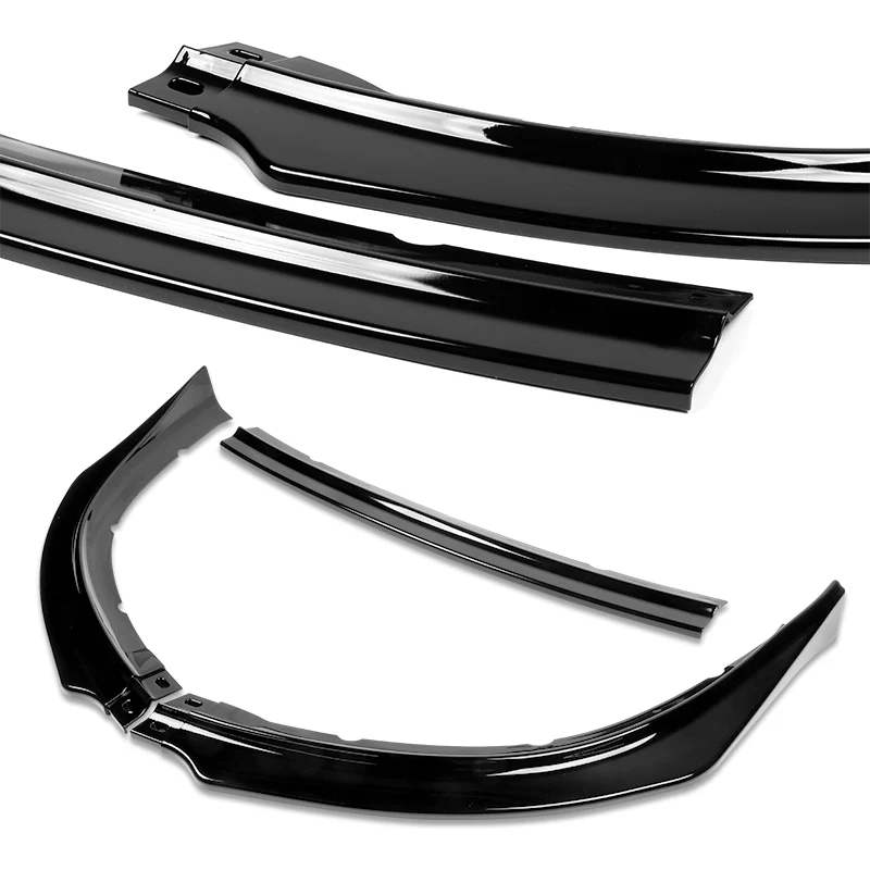 2009-2015 Mitsubishi Lancer GT GTS RA-Style Painted Black 3-Piece Front Bumper Body Spoiler Splitter Lip Kit with free Emblem - Image 6