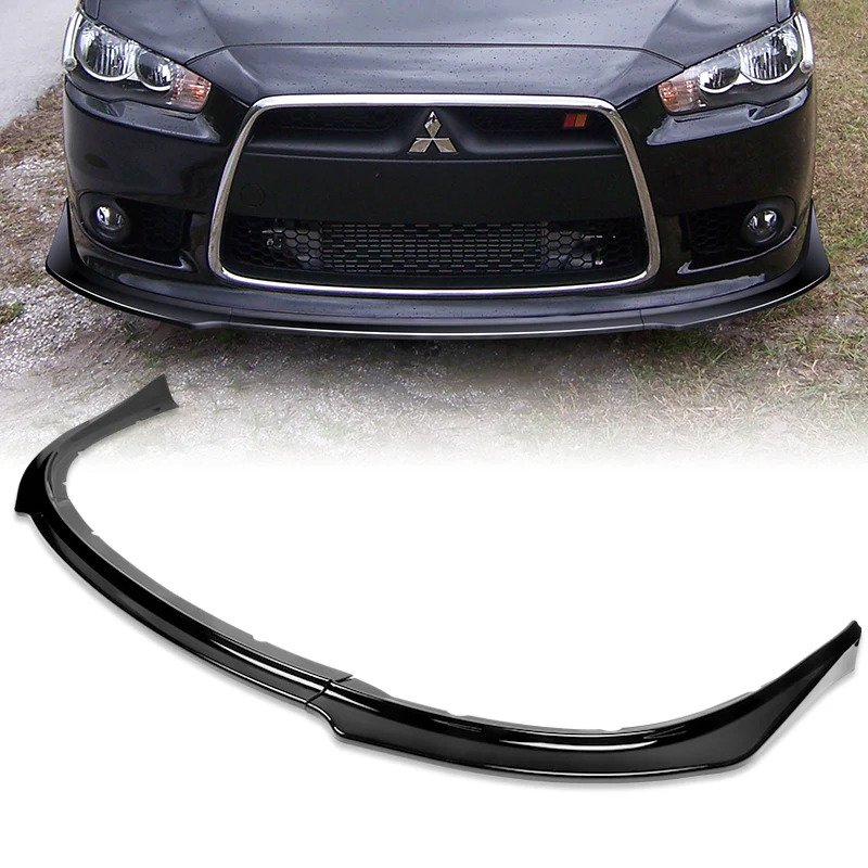 2009-2015 Mitsubishi Lancer GT GTS RA-Style Painted Black 3-Piece Front Bumper Body Spoiler Splitter Lip Kit with free Emblem - Image 8