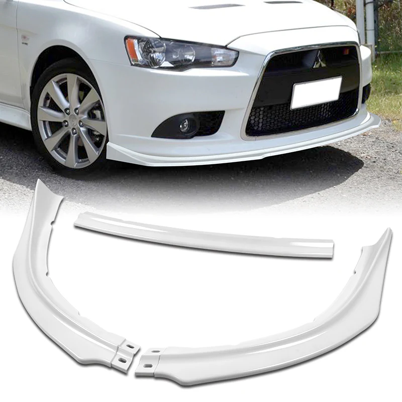 2009-2015 Mitsubishi Lancer GT GTS RA-Style Painted White 3-Piece Front Bumper Body Spoiler Splitter Lip Kit - Image 8