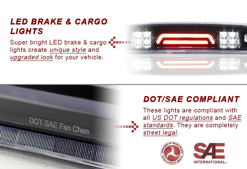 2009-2017 Dodge Ram LED Third Brake Light with Cargo Light - Black Housing Clear Lens - Image 2