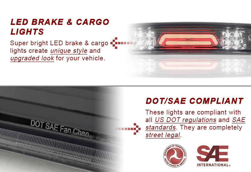 2009-2017 Dodge Ram LED Third Brake Light with Cargo Light - Chrome Housing Smoked Lens - Image 2