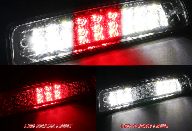 2009-2018 Dodge Ram 1500 27-LED Third Brake Light with Cargo Lamp - Chrome Housing Clear Lens - Image 4