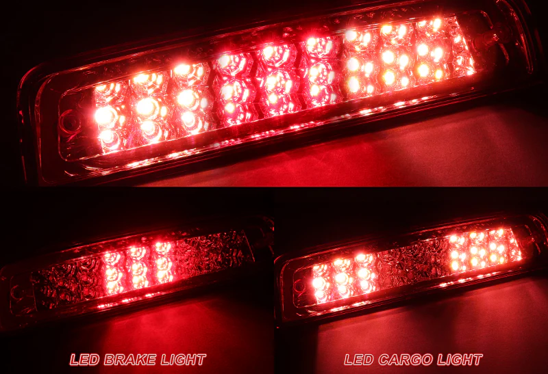 2009-2018 Dodge Ram 1500 27-LED Third Brake Light with Cargo Lamp - Chrome Housing Red Lens - Image 4