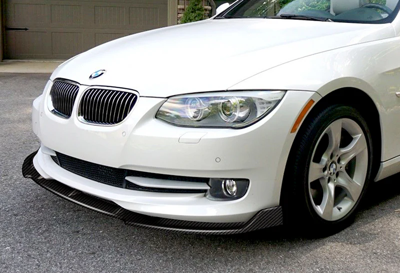 2011-2013 BMW 3-Series 2DR E92 E93 Real Carbon Fiber 3-Piece Front Bumper Body Spoiler Splitter Lip Kit - Image 5