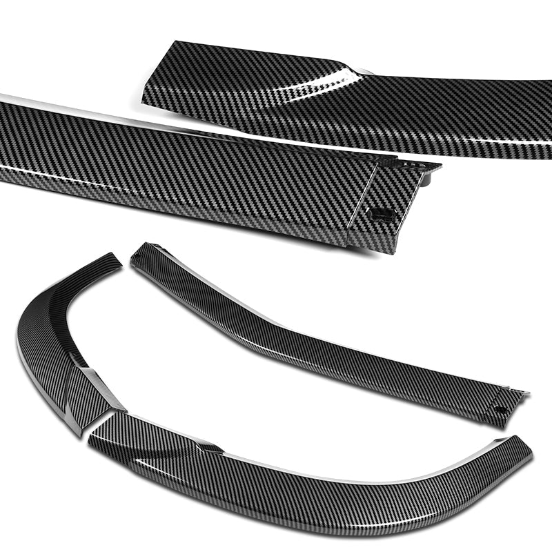 2011-2014 Mercedes C-Class W204 Sport Carbon Style 3-Piece Front Bumper Body Spoiler Splitter Lip Kit with Leather Keychain - Image 8
