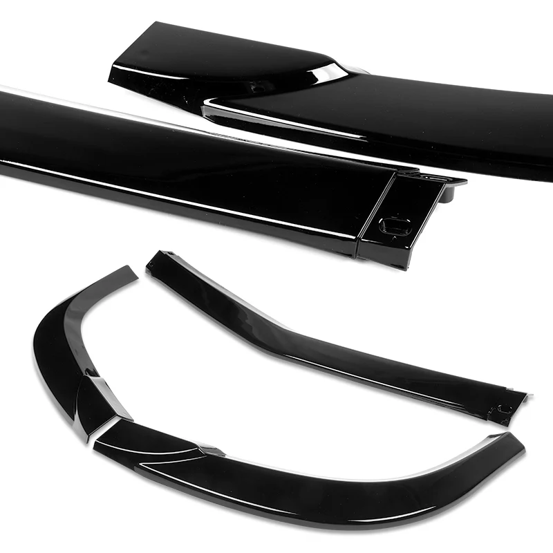 2011-2014 Mercedes C-Class W204 Sport Painted Black 3-Piece Front Bumper Body Spoiler Splitter Lip Kit with Leather Keychain - Image 8